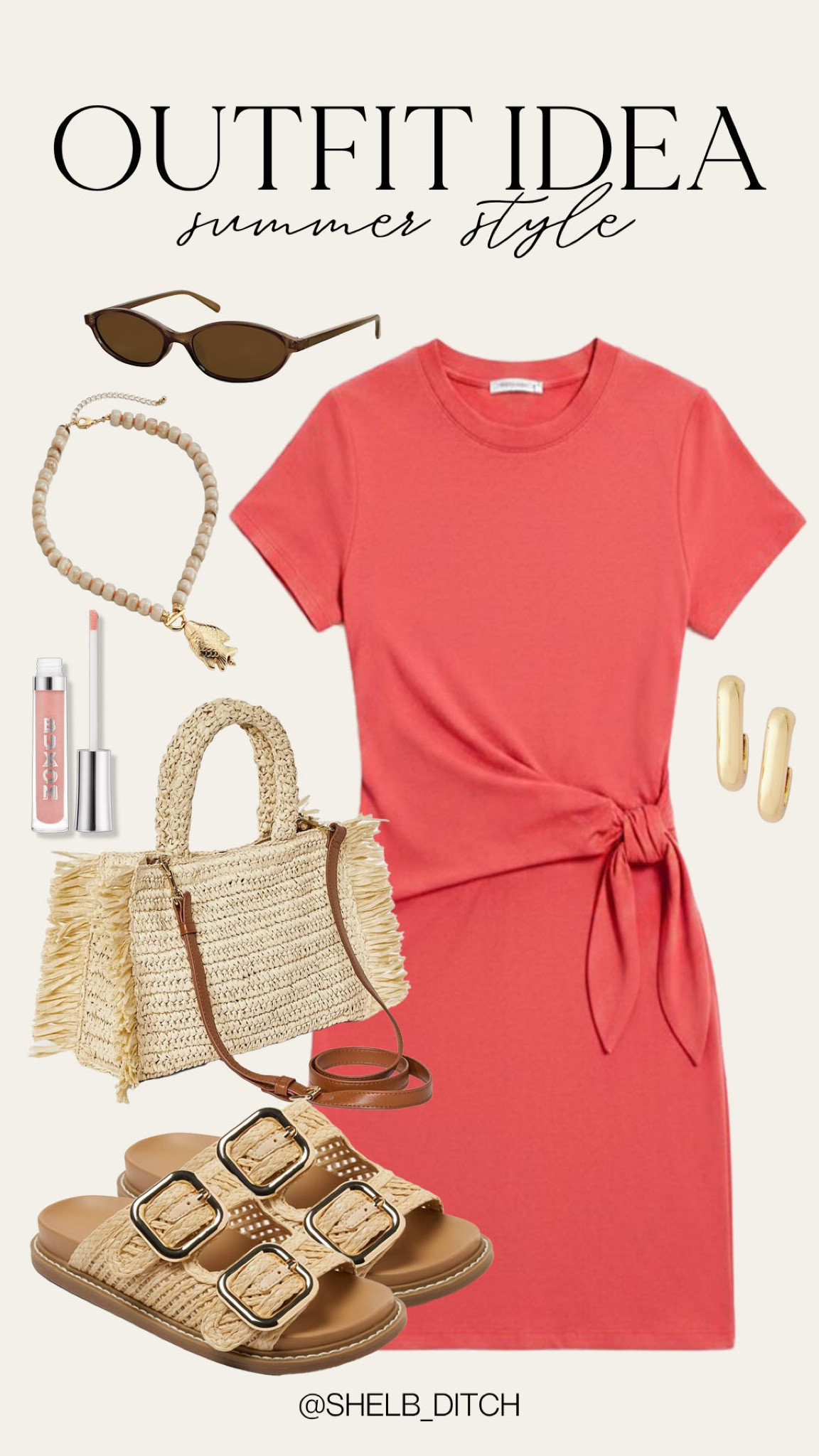 Cute summer outfit idea. Casual summer dress. Target deals. Target fashion. Target summer dress. Wrap tshirt dress. Target straw bag. Target straw sandals. Summer event outfit.   

#LTKSaleAlert #LTKootd #LTKSeasonal