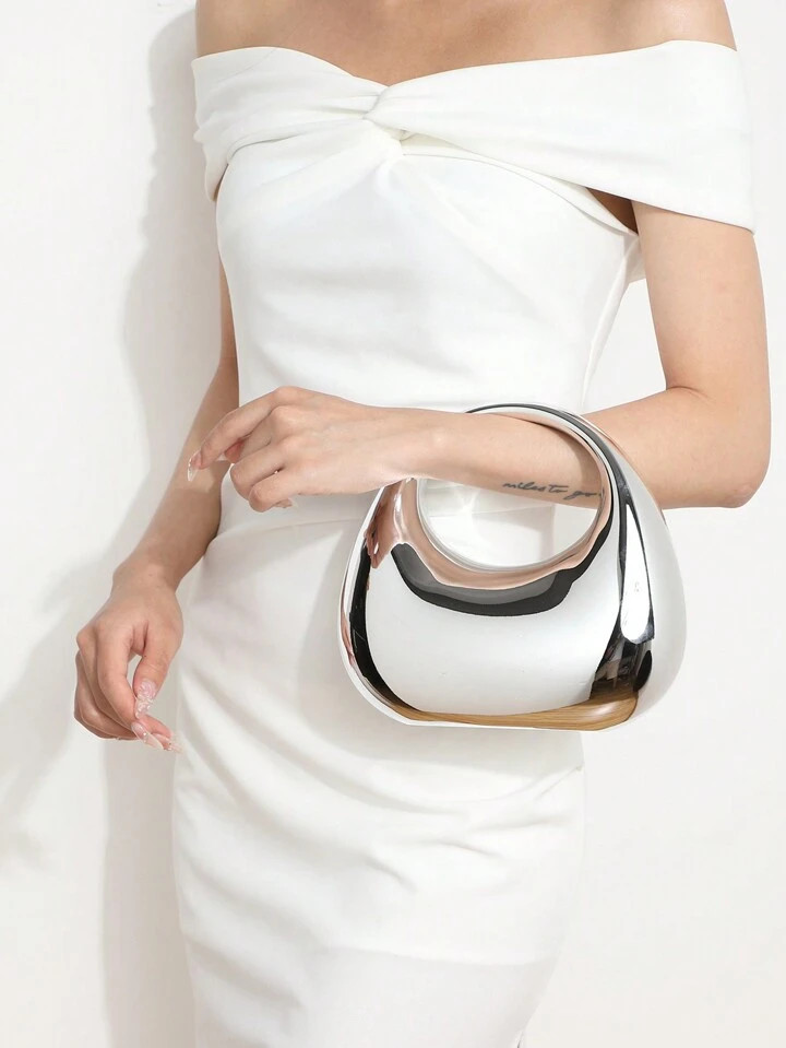 Small Size Women Evening Clutch Party Bridal Purse Personality Mini Elegant Acrylic Metallic Mirr... | SHEIN