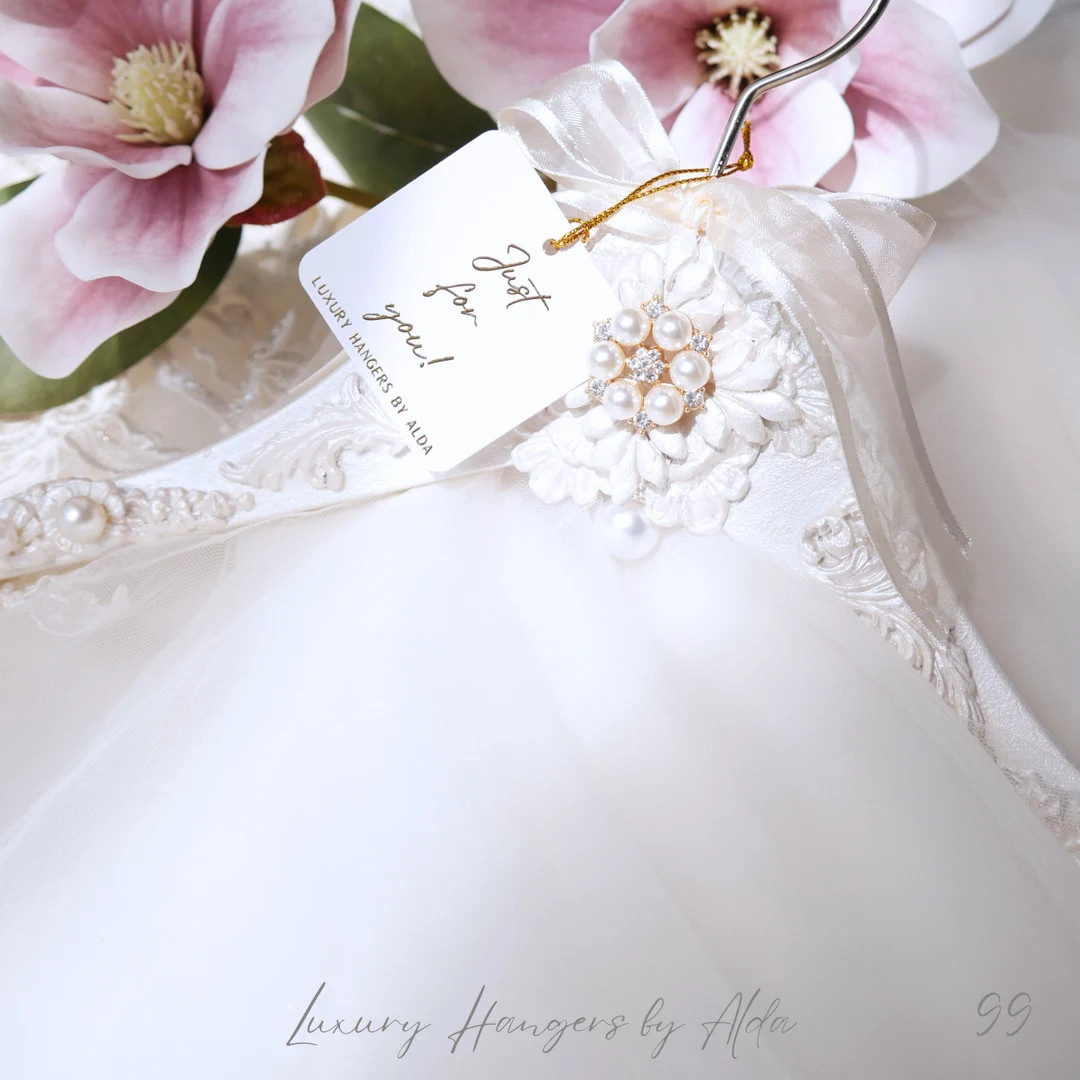 Pearl Wedding Dress Hanger: Personalized Bridal Keepsake With Satin Bag - Etsy | Etsy (US)