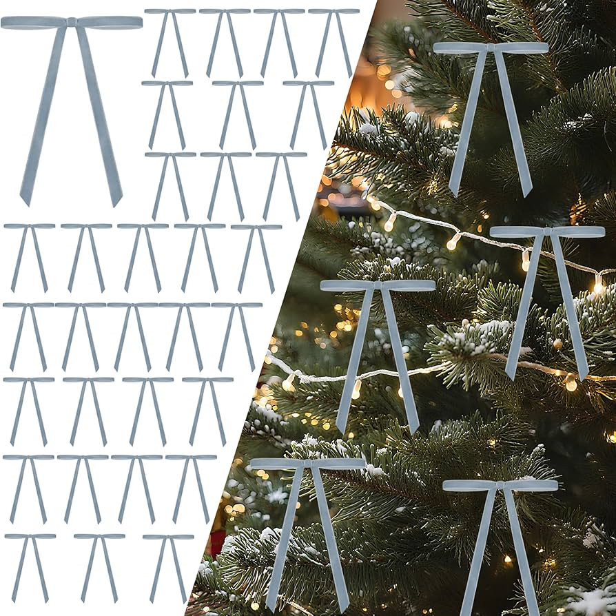 Senjie 30Pcs Velvet Bows for Christmas Tree, Vintage Rustic Christmas Ribbon Bows Ornaments for G... | Amazon (US)