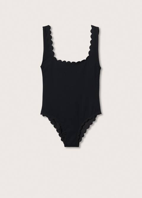Scallop-textured swimsuit | MANGO (UK)