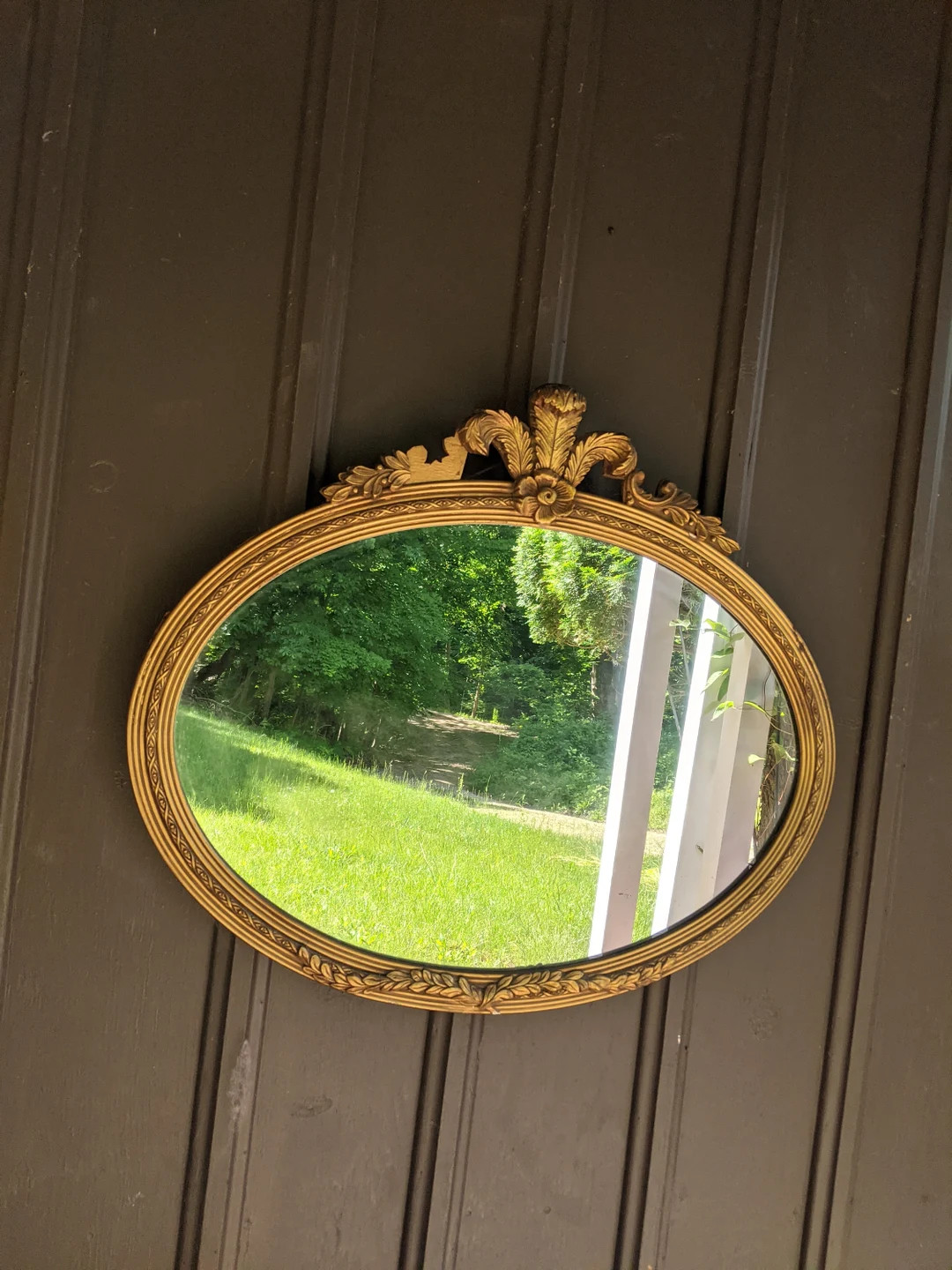 Vintage 1930s/40s Oval 28x24 Wall Hanging Glass Mirror With Ornate Wood Frame as Found - Etsy | Etsy (US)