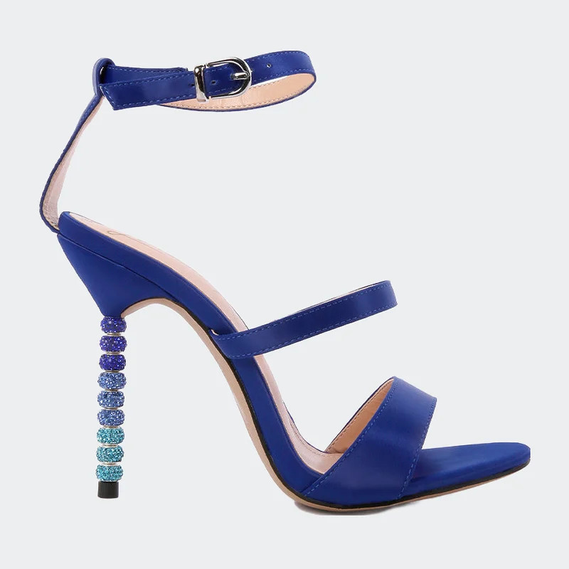 London Rag Lawsuit Rhinestone Ball Heel Satin Sandals - Blue - US 5 | Verishop