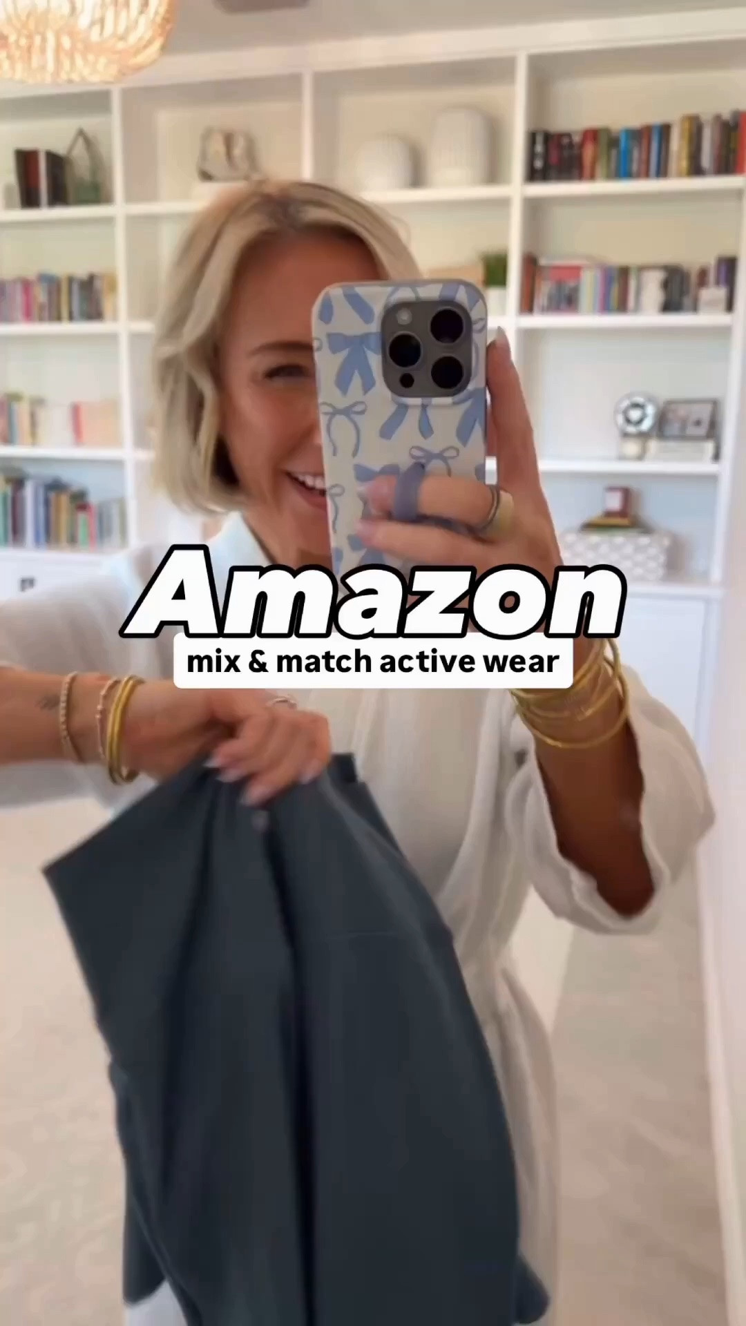Amazon - mix & match active wear : 1. No Front Seam Leggings - size small; Standard. 25 colors, 2 lengths. 2. High‑Neck U‑Back Padded Sports Bra Tank - size small. 15 colors. 3. Tennis Skirt - size small. 20 colors. 4. Bowknot Strappy Light‑Impact Sports Bra - size small (could have done an XS). 9 colors. 5. Open Back Short Sleeve Workout Shirt - size small. 20 colors.