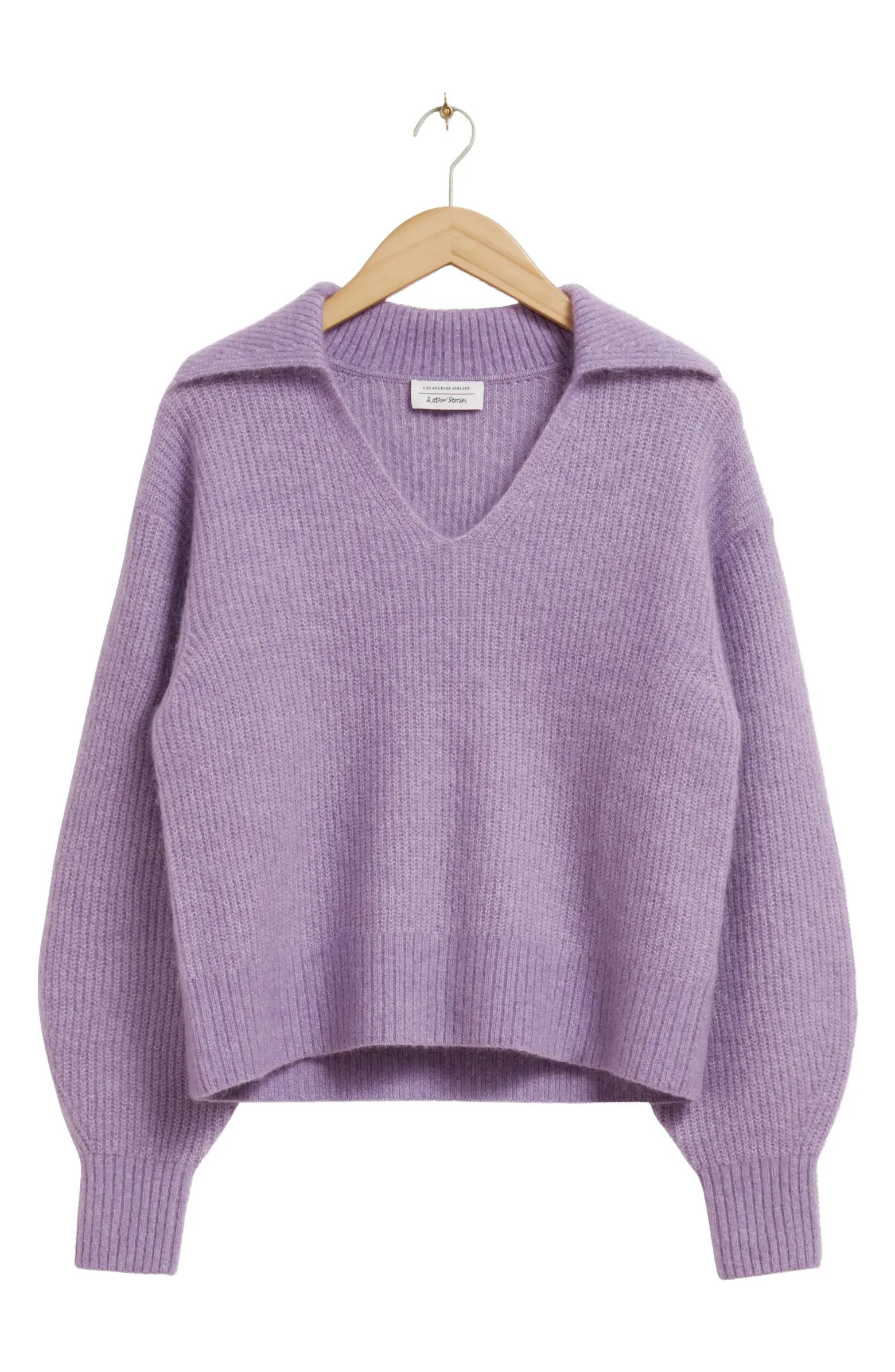 Balloon Sleeve Ribbed Wool & Mohair Blend Sweater | Nordstrom