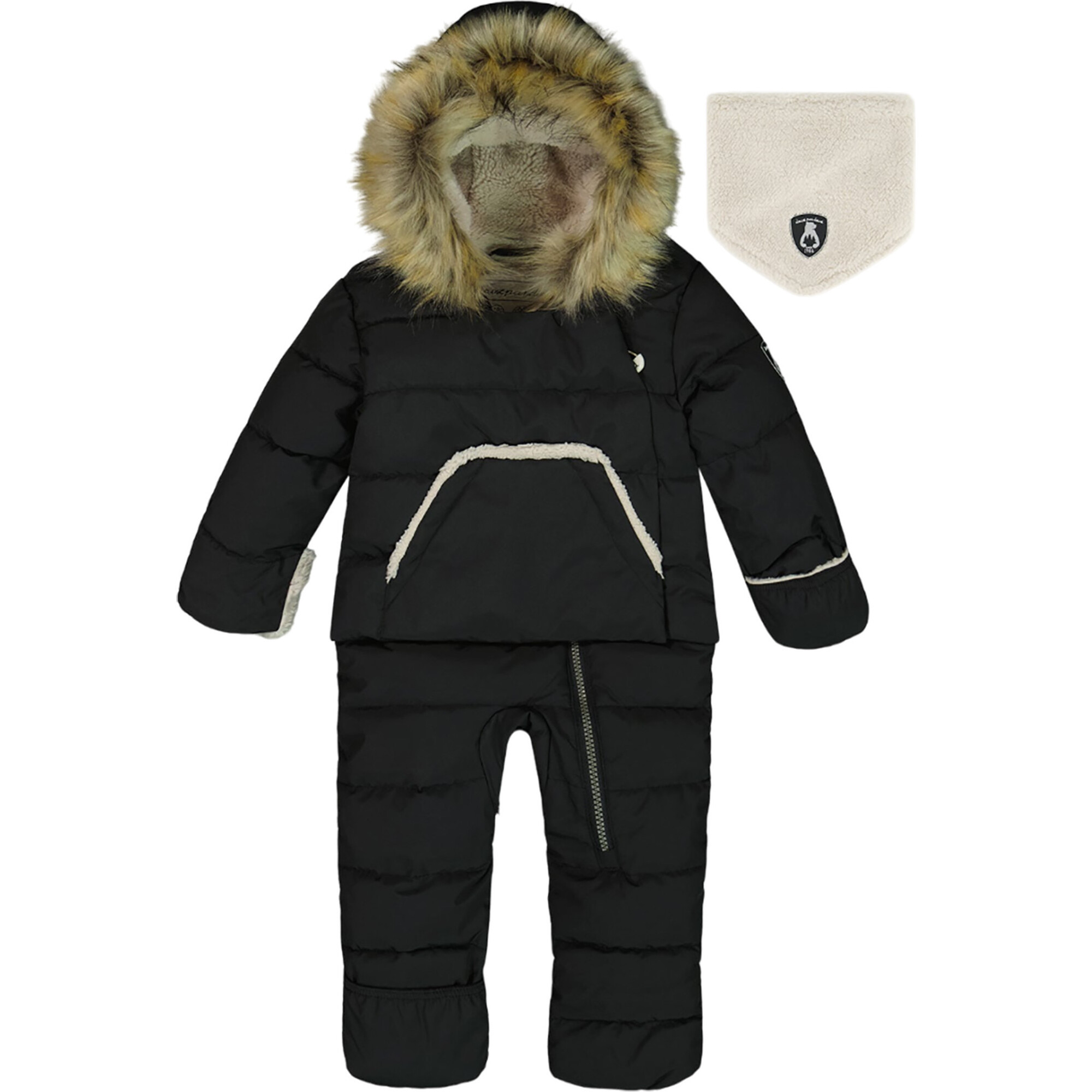 Baby Hooded One-Piece Snowsuit For Car Seat, Black | Maisonette