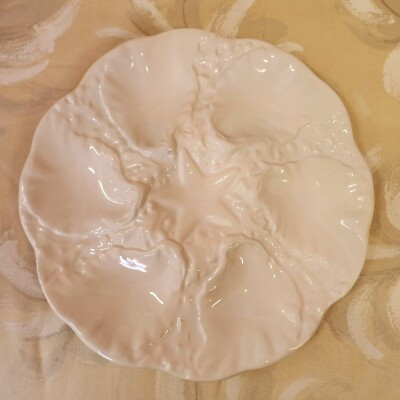White Ceramic Vintage Made in Portugal Oyster Plate 9.75" diameter | eBay US