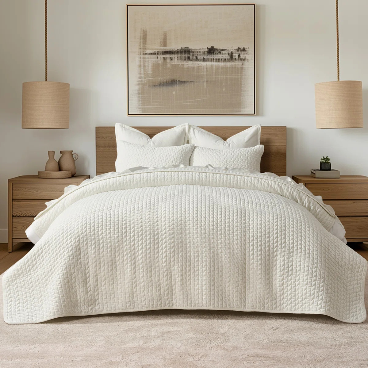 Cross-Stitch Velvet Quilt Set 3 Pieces | Wayfair North America