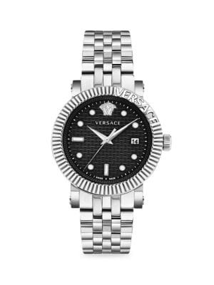 Versace V-Classic 42MM Stainless Steel Bracelet Watch on SALE | Saks OFF 5TH | Saks Fifth Avenue OFF 5TH