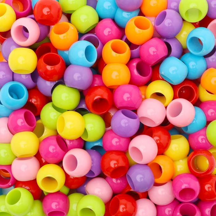 300 Bright Acrylic Plastic Large Hole Beads, 10mm x 12mm, 5.7mm Large Hole | Amazon (US)