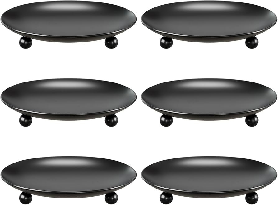 Black Candle Holders for Pillar Candles, Set of 6 Premium Metal Candle Plates Candle Stand for LE... | Amazon (US)