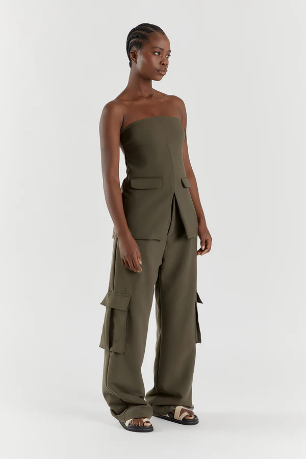 WILLA PETROL STRAPLESS TOP | DISSH