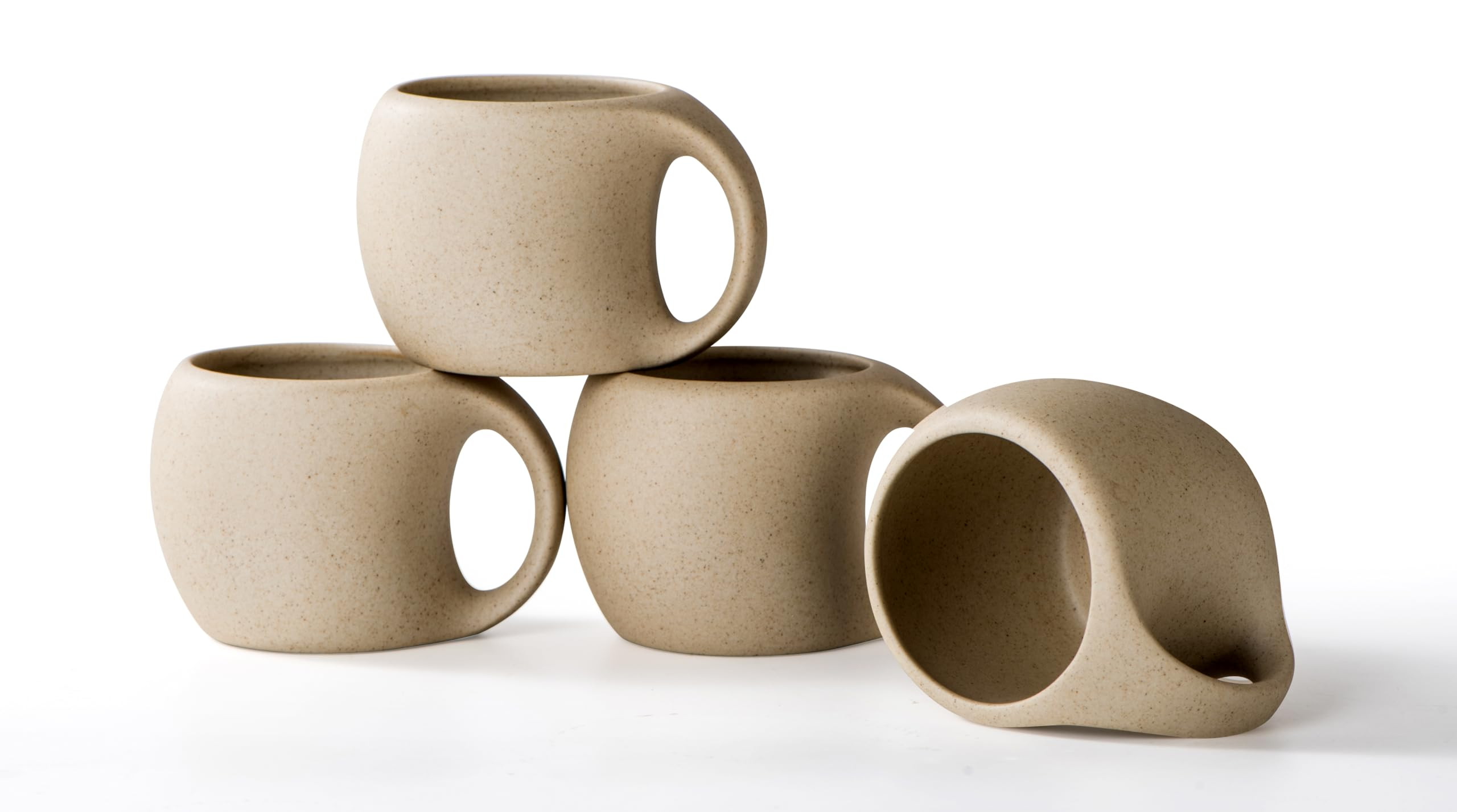 Ceramic Cappuccino Cups with Handle,6 oz Ceramic Coffee Mug Set of 4,Clay Espresso Cup for Double... | Amazon (US)