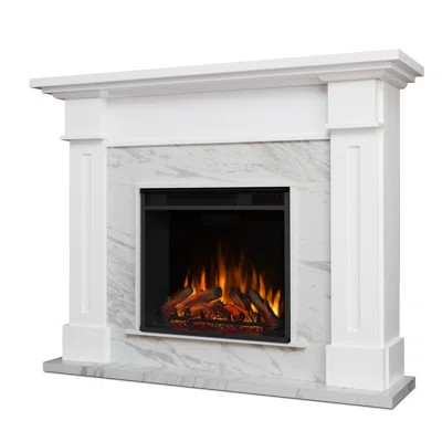 Kipling Electric Fireplace Real Flame Finish: White Marble | Wayfair North America