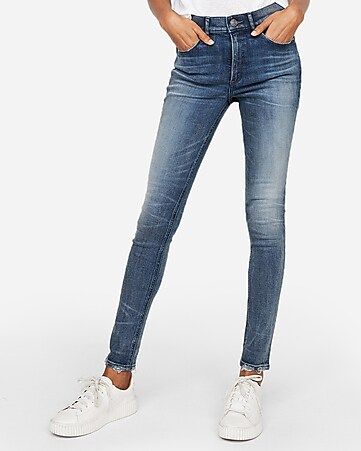 high waisted denim perfect ankle leggings | Express