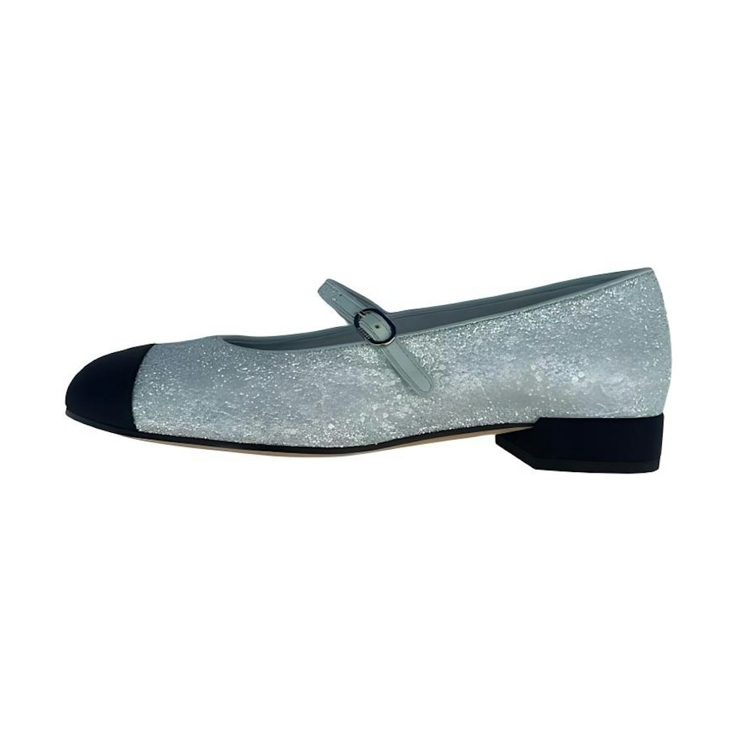 (W) Chanel Sequin and Satin Flats 'Blue Black' EU 37.5 | Novelship