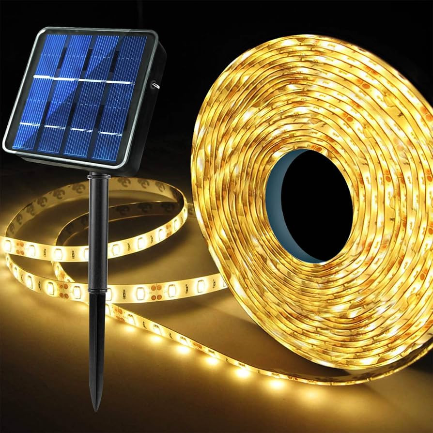 Outdoor Solar LED Strip Lights Warm White, Solar Powered Flexible Waterproof Rope Lights, 8 Modes... | Amazon (UK)