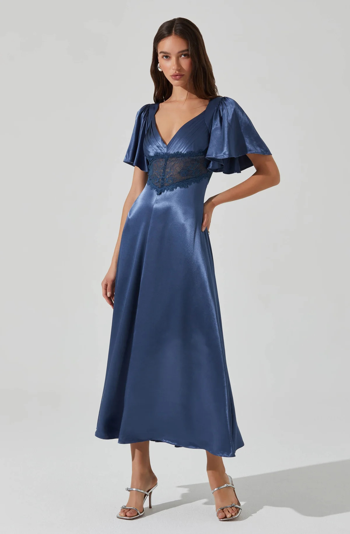 Aurelia Satin V-Neck Midi Dress | ASTR The Label (US)