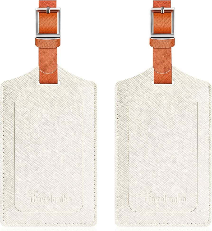 Travelambo Luggage Tags for Suitcases Faux Leather Privacy Protection 2 Pack Bag Tags Travel Acce... | Amazon (US)