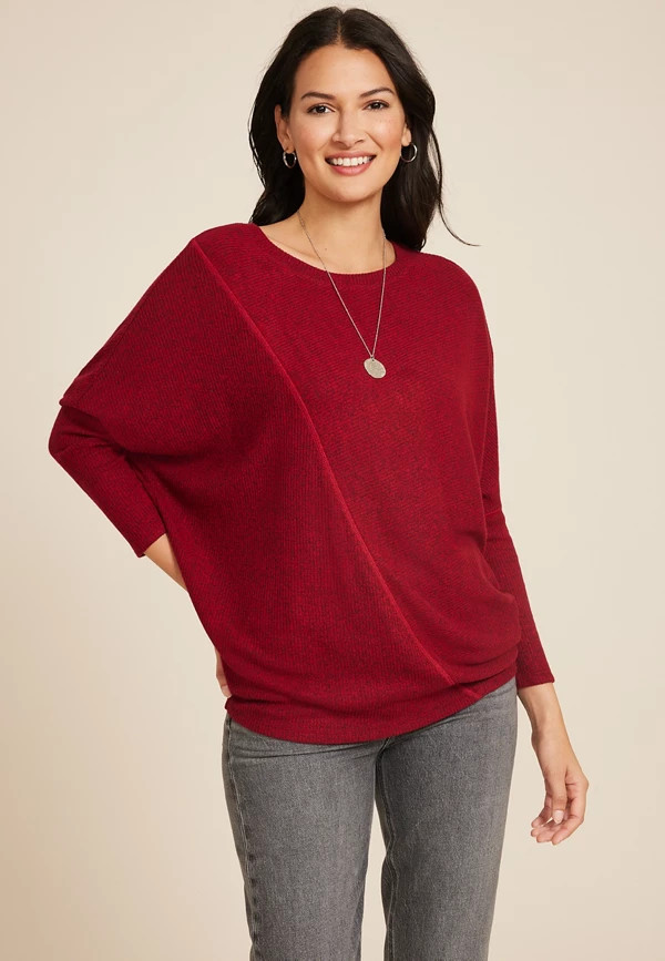 24/7 Dakota Ribbed Dolman Top | Maurices