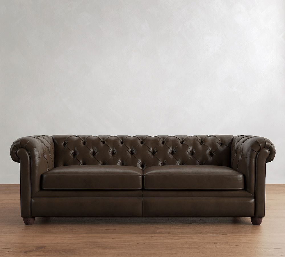 Chesterfield Roll Arm Leather Sofa (65"–96") | Pottery Barn (US)