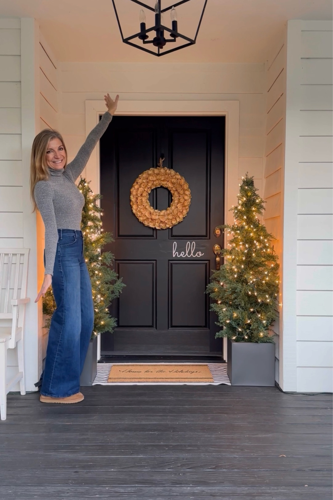 Sharing these affordable porch planters I used for my faux trees on my porch. Also linked the trees, lights, doormat, layering rug, Mother jeans (size 25, 32”L), wreath, and hello sign. All in my latest reel on IG. Also, linking the taller planters that are visible at the beginning of my reel.

#LTKHoliday #LTKhome #LTKSeasonal