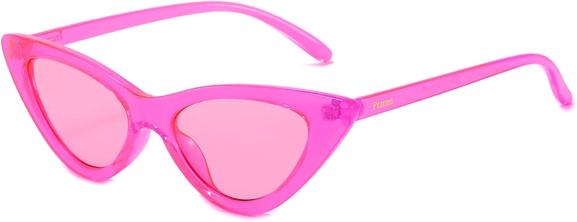 Przene Cat Eye Sunglasses for Women Men Candy Color Small Frame Trendy Cateye Sun Glasses 6581 | Amazon (US)