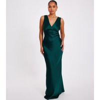 Women's Petite Dark Green Satin Maxi Dress Quiz New Look | New Look (UK)