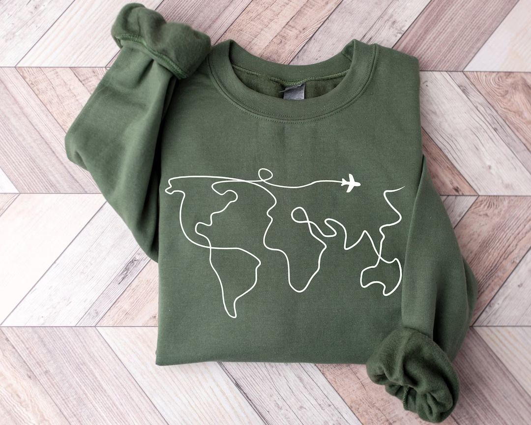 Travel Sweater, Adventure Sweater, World Map Travel Sweatshirt, Unisex Sweatshirt and Hoodie, Roa... | Etsy (US)