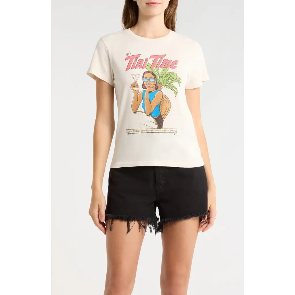 Re/Done Classic Tini Time Graphic T-Shirt in Vintagewhite at Nordstrom, Size Small | Nordstrom