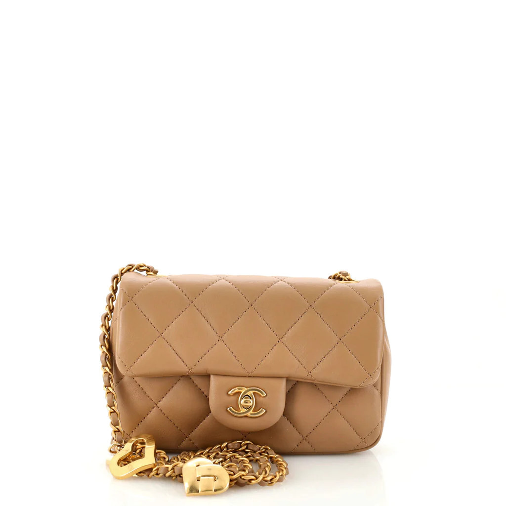 Heart Charms Flap Bag Quilted Lambskin Mini | Rebag