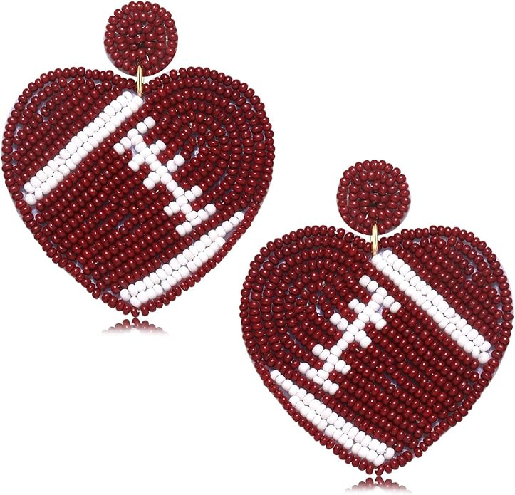 NVENF Beaded Baseball Earrings Sports Earrings for Women Handmade Bead Basketball Drop Dangle Ear... | Amazon (US)