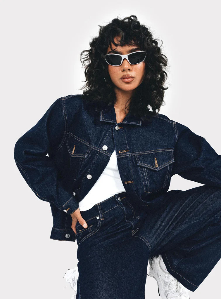 Kaleena Dark Wash Denim Jacket | Princess Polly US