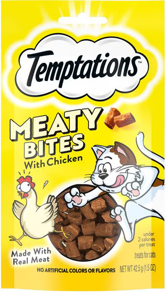 Temptations Meaty Bites Chicken Flavor Soft & Savory Cat Treats | Chewy.com