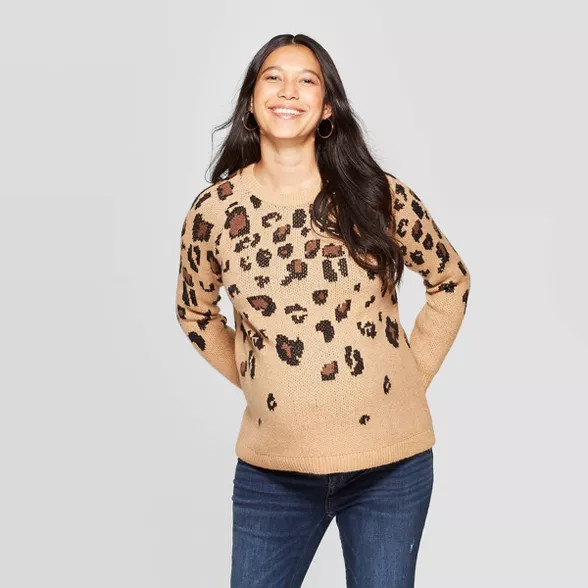 Maternity Leopard Print Long Sleeve Jacquard Pullover - Isabel Maternity by Ingrid & Isabel™ | Target
