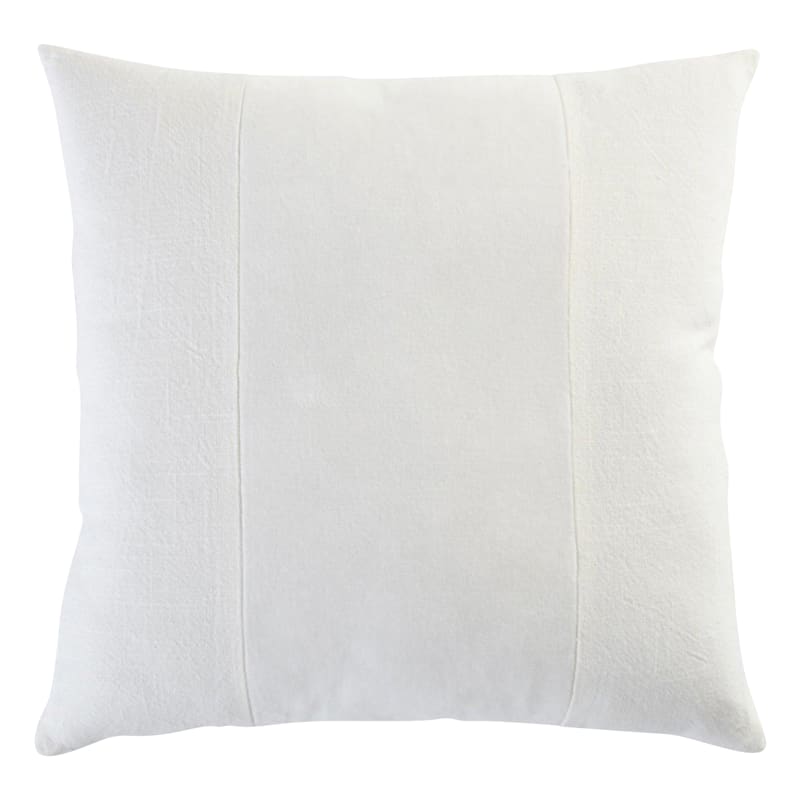White Cotton Slub And Velvet Pillow 18X18 Down Alt Fill | At Home