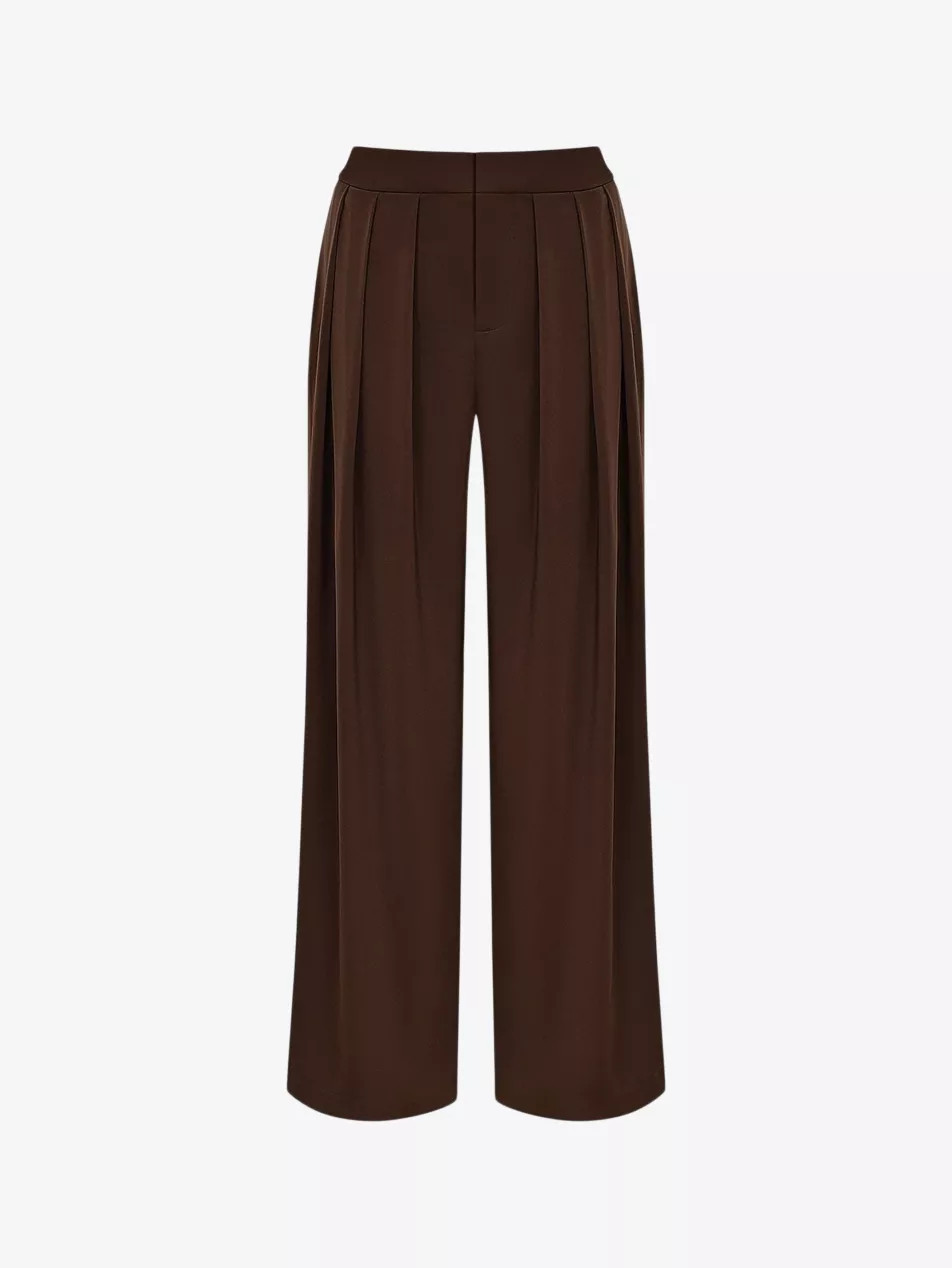 Wide-leg mid-rise pleated woven trousers | Selfridges