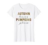 Womens Autumn Leaves Pumpkins Please, Hello Fall, Falling Leaves T-Shirt | Amazon (US)