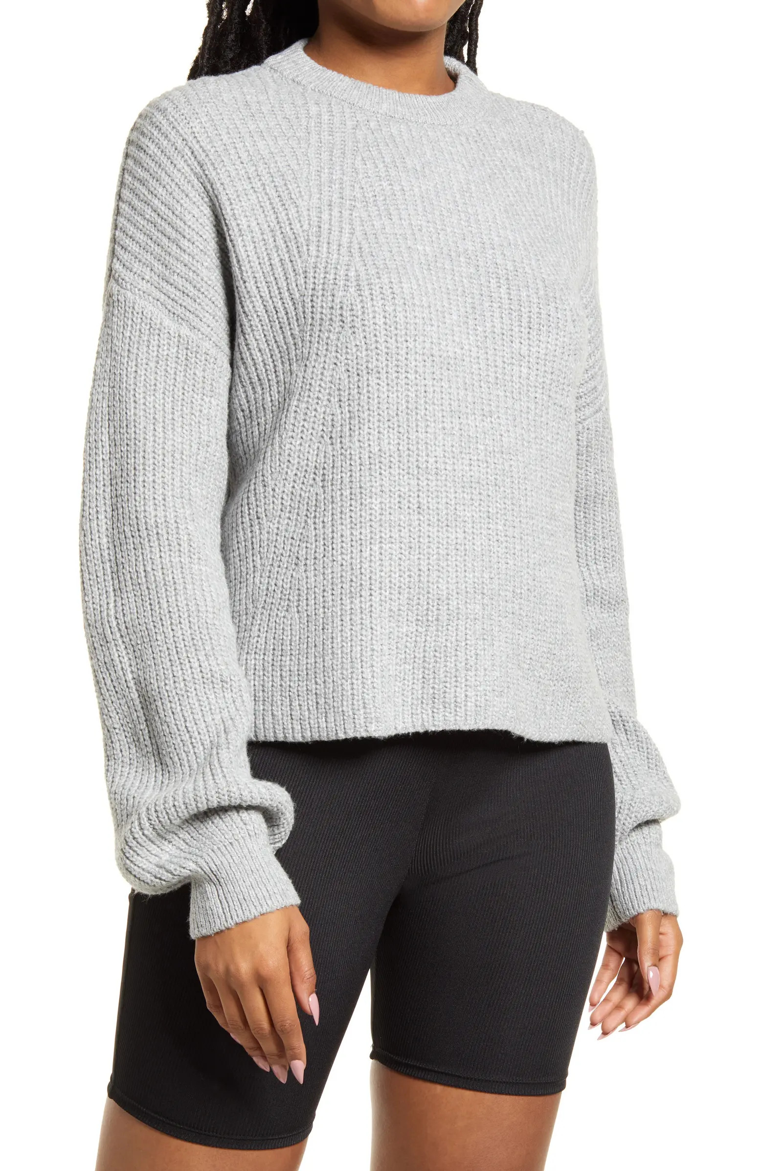 Rib Crop Crewneck Sweater | Nordstrom