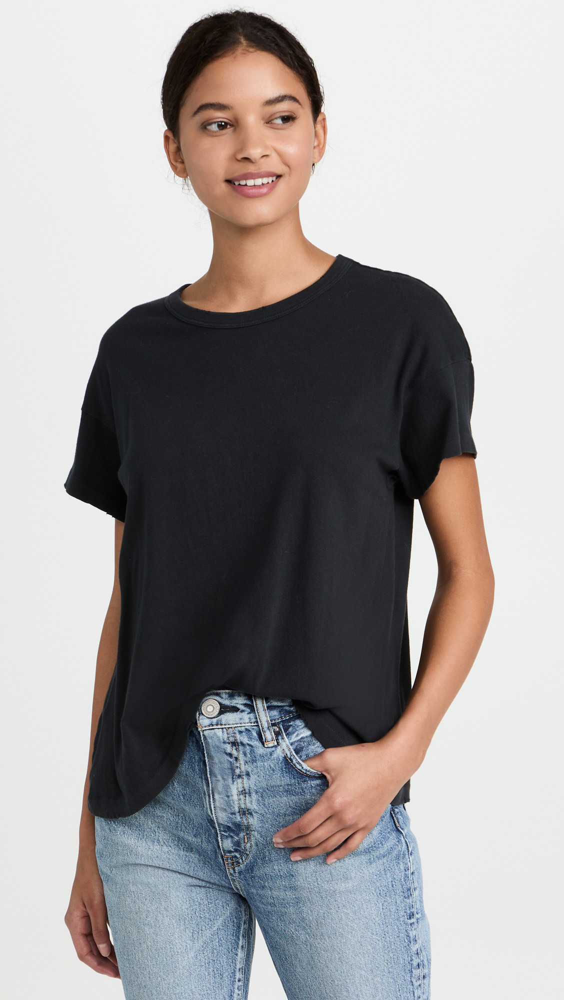THE GREAT. The Boxy Crew Tee Almost Black 0 | Shopbop