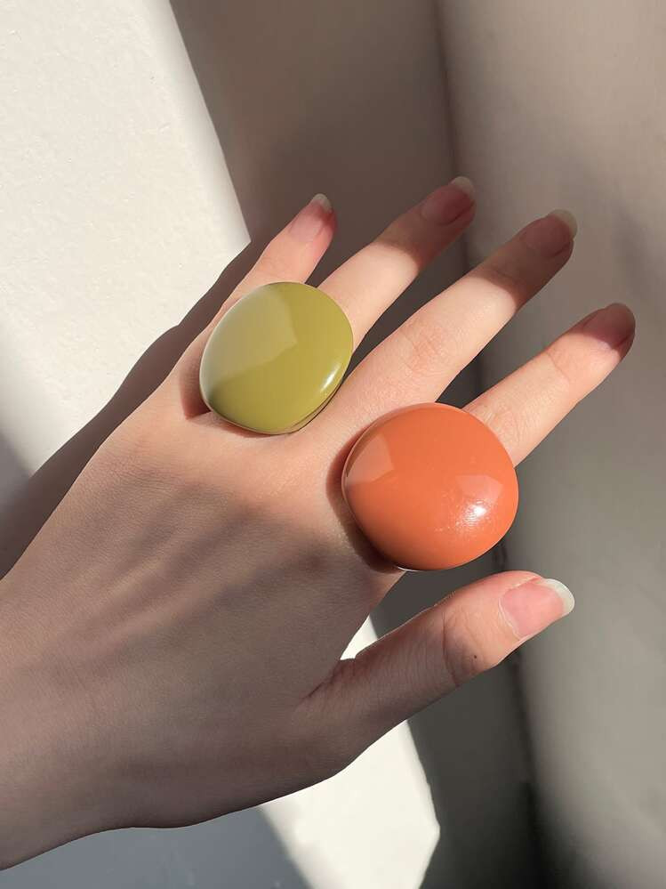 2pcs Geo Resin Ring | SHEIN