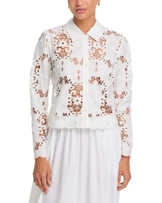 Lace Crop Long Sleeve Blouse - Exclusive | Bloomingdale's (US)