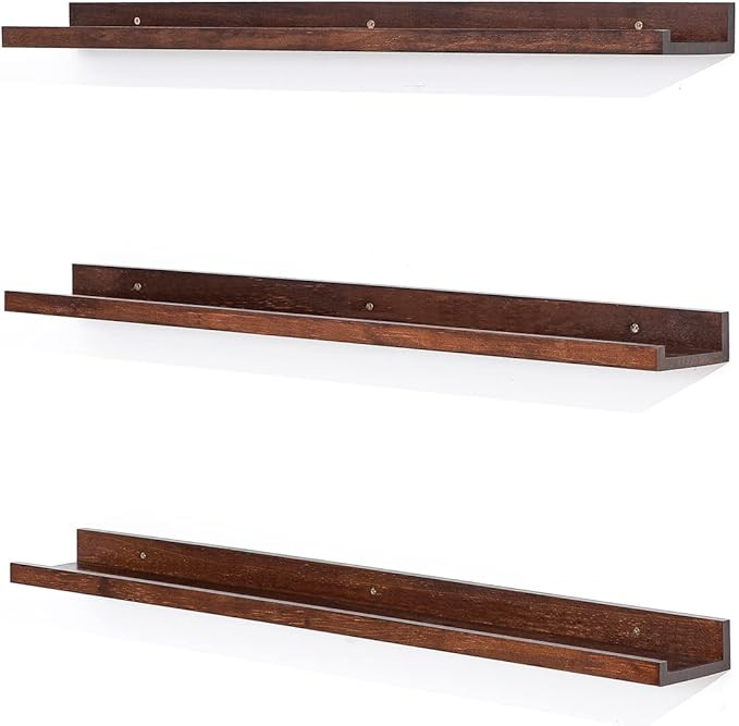 MBYD 36 Inch Wood Floating Shelves Wall Mounted Light Walnut Picture Ledge Shelf Nursery Book She... | Amazon (US)