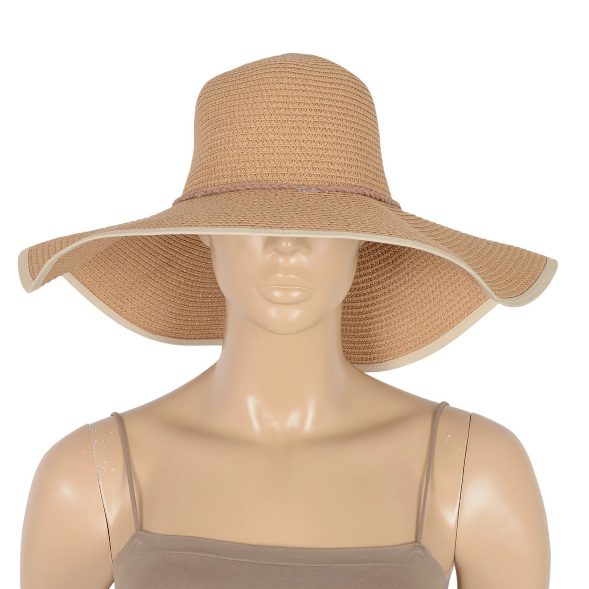 Wide Brim Straw Sun Hat with Braided Cord Detail Lightweight Packable Design | Kohl's