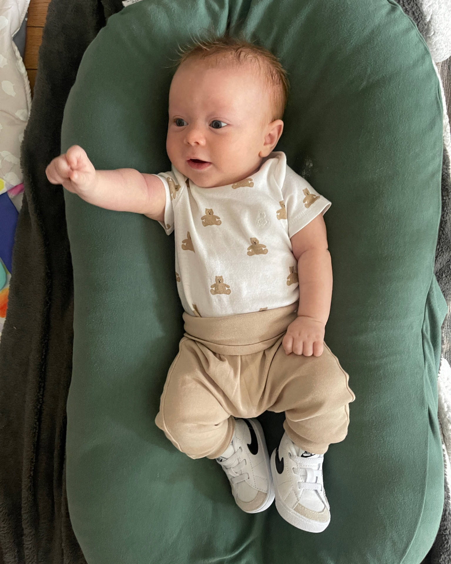 Baby boy outfit! The cutest teddy bear onesie, pants and baby Nikes!
.
.
.
Baby outfit - baby fall outfits - baby gap - H&M baby - baby shoes 

#LTKbaby #LTKunder50 #LTKkids