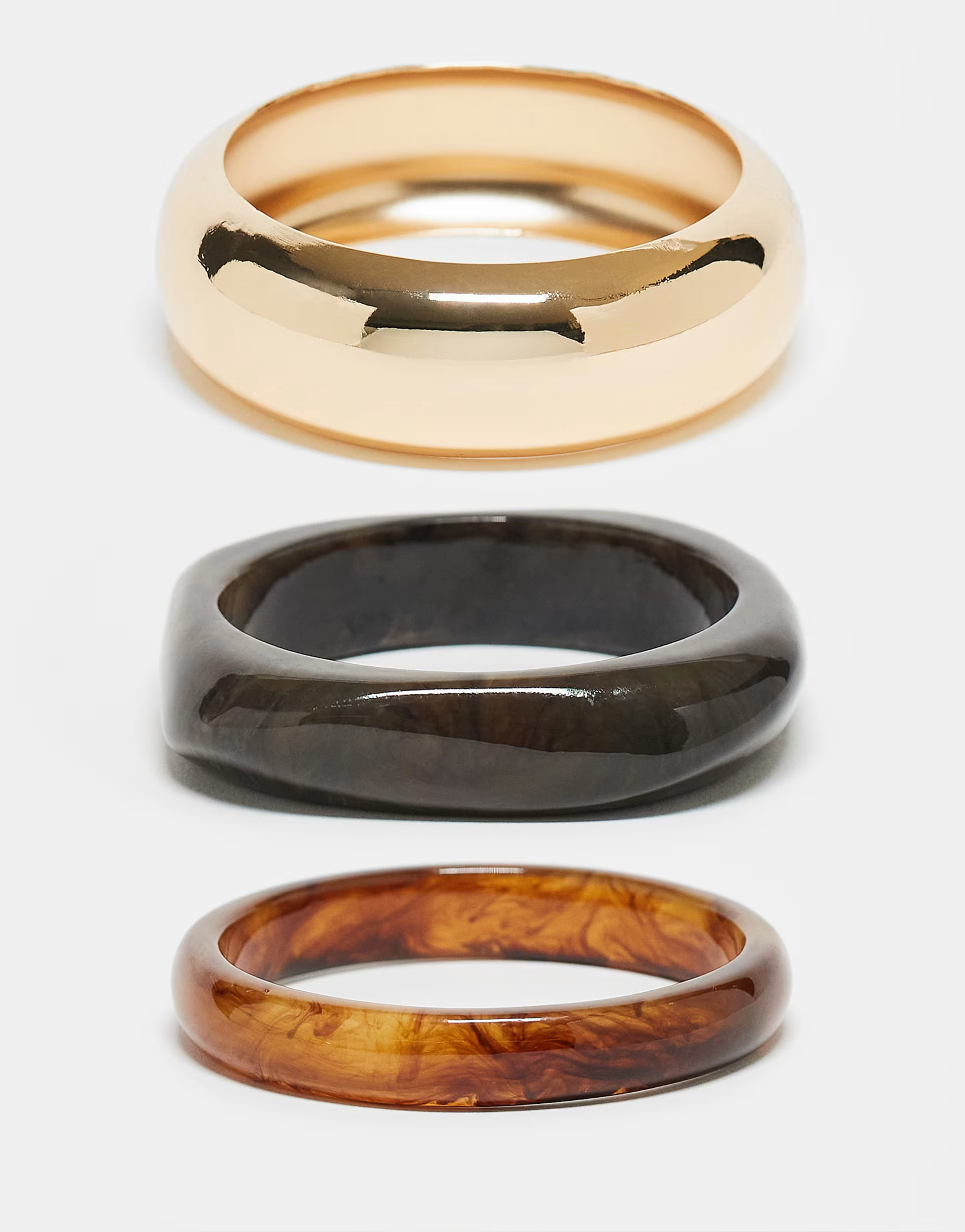 ASOS DESIGN Curve Limited Edition pack of 3 bangles with resin and metal detail in multi | ASOS (Global)