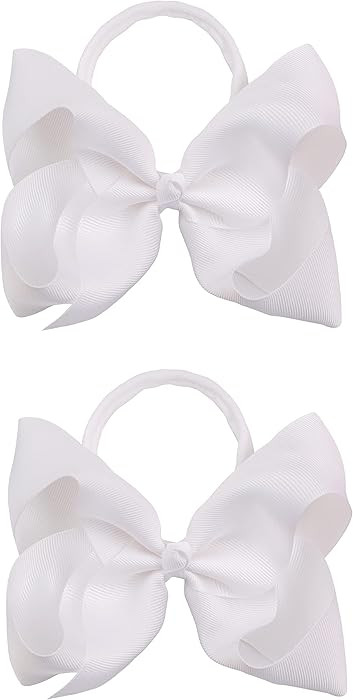 2Pcs 6 Inches Ribbon Baby Girls Headbands Infant Elastic Hairbands Large Cheer Bow Hair Band Acce... | Amazon (US)