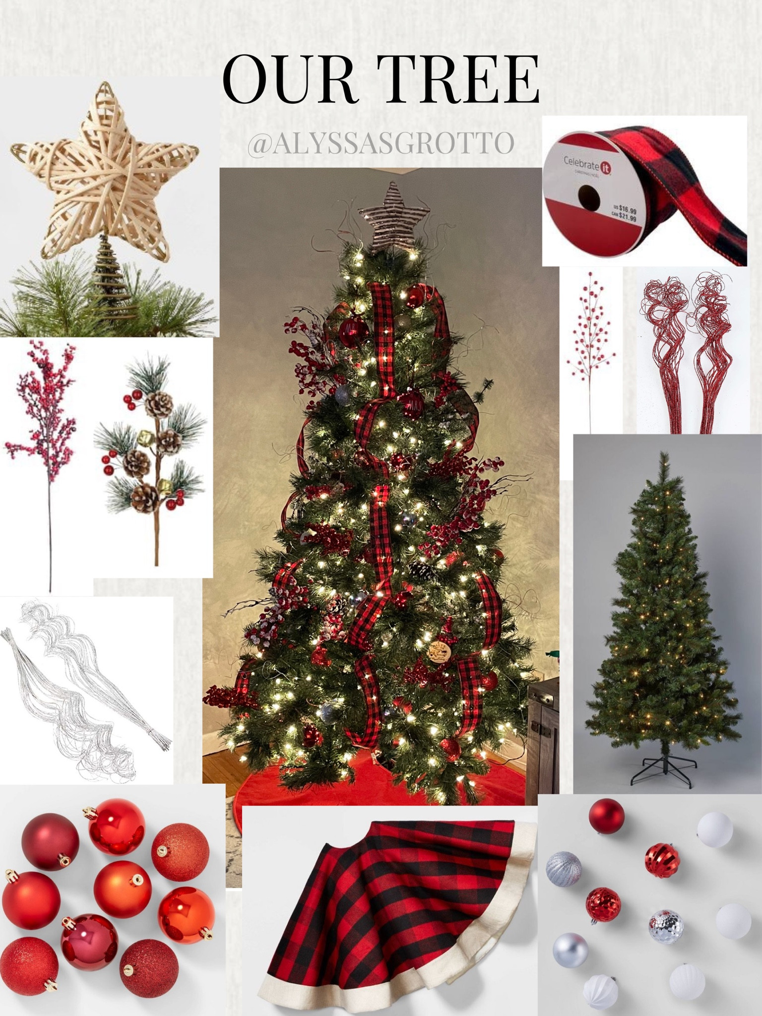 Christmas tree. Red black and silver. Red Buffalo check. Traditional Christmas. Cabin Christmas. 

#LTKHoliday #LTKSeasonal #LTKhome