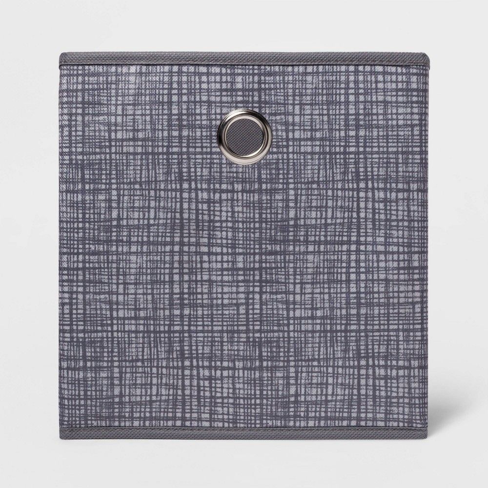 11"" Fabric Cube Storage Bin Cross Hatched Gray - Room Essentials | Target