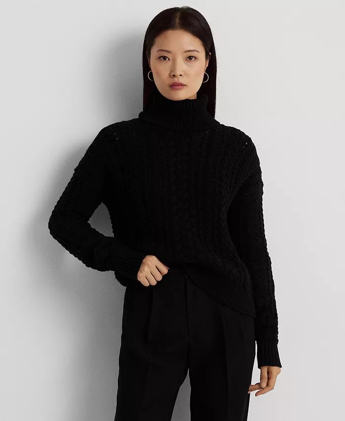 Lauren Ralph Lauren Women's Cable-Knit Turtleneck Sweater - Macy's | Macy's